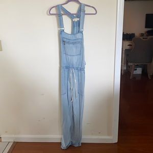 Light wash denim overalls